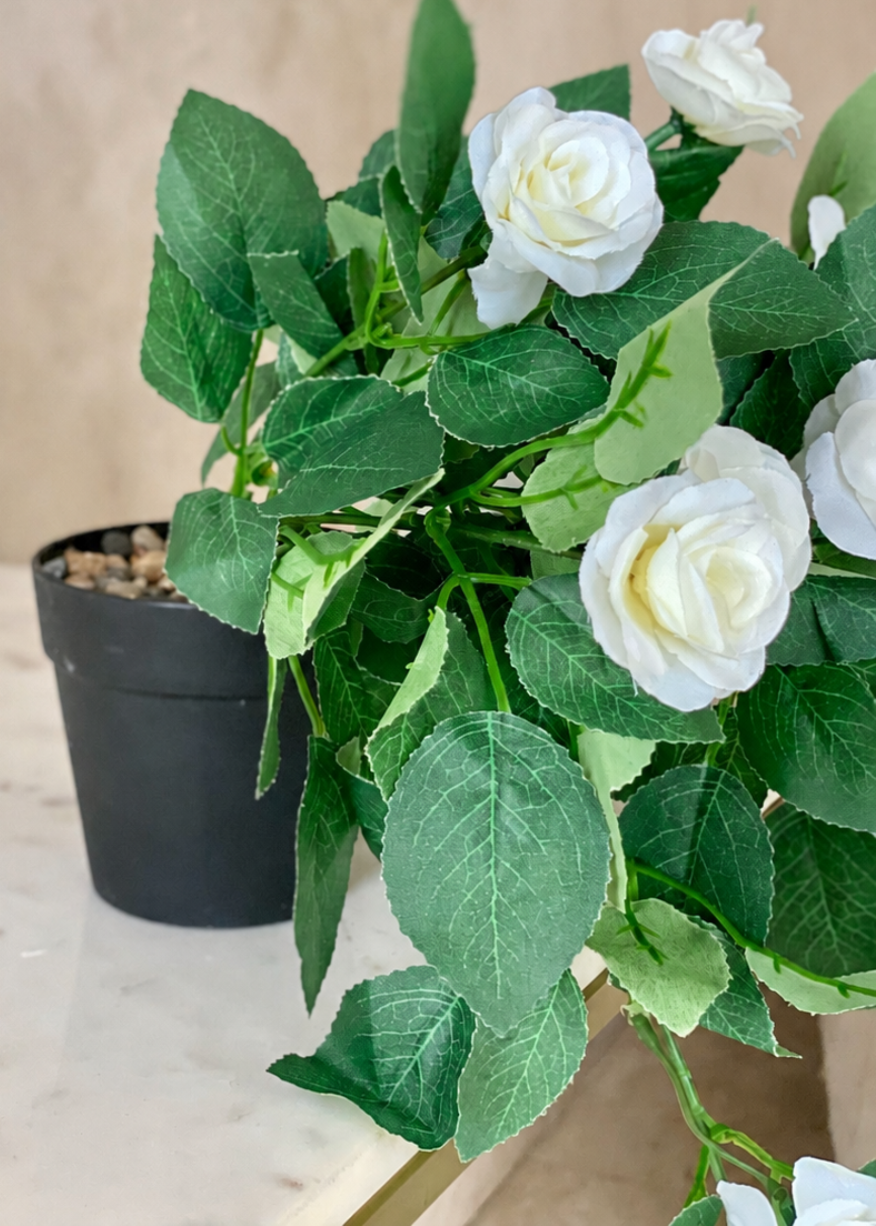 Artificial Trailing Rose Vine Plant - White