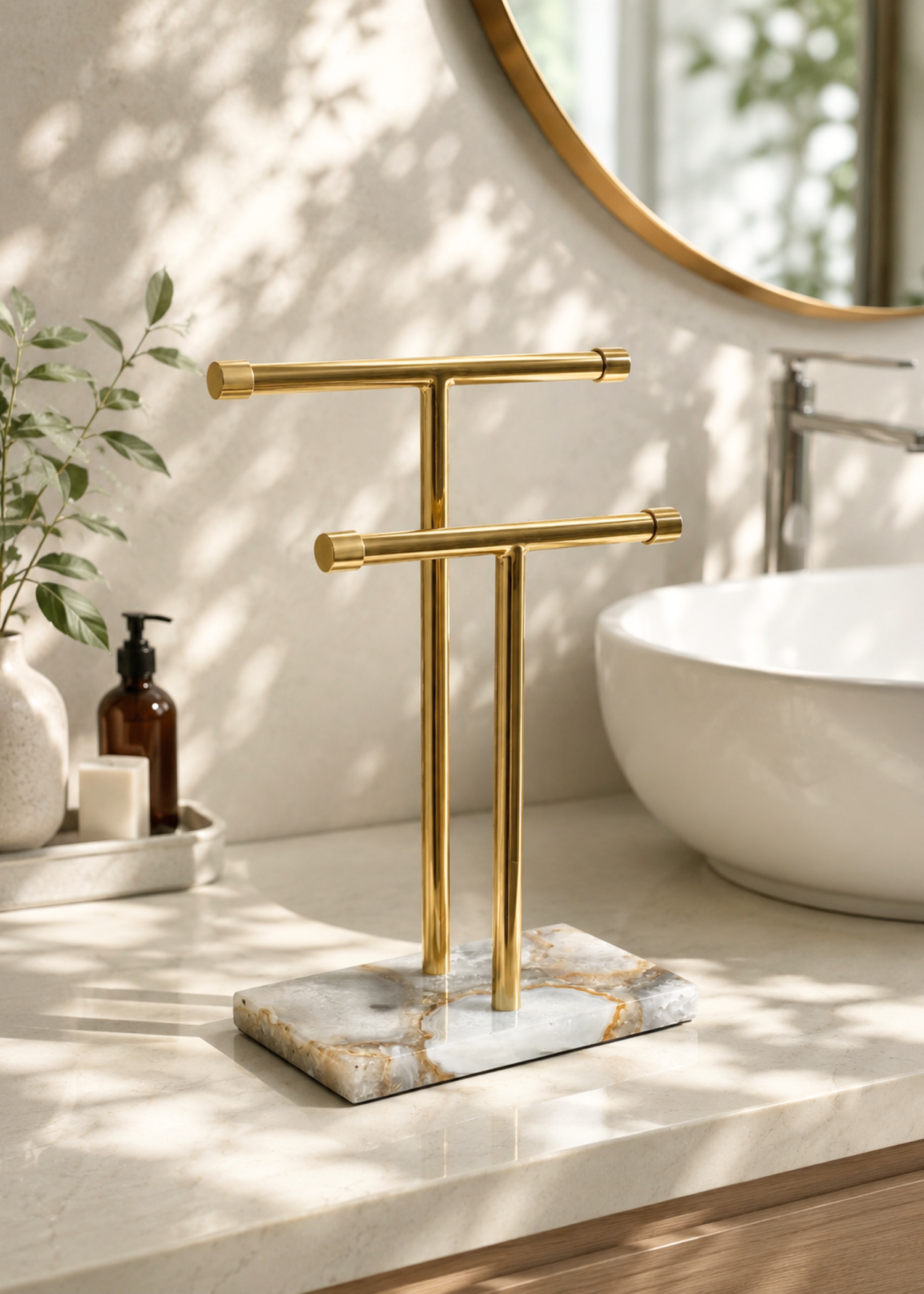 Regal Agate Hand Towel Stand - White