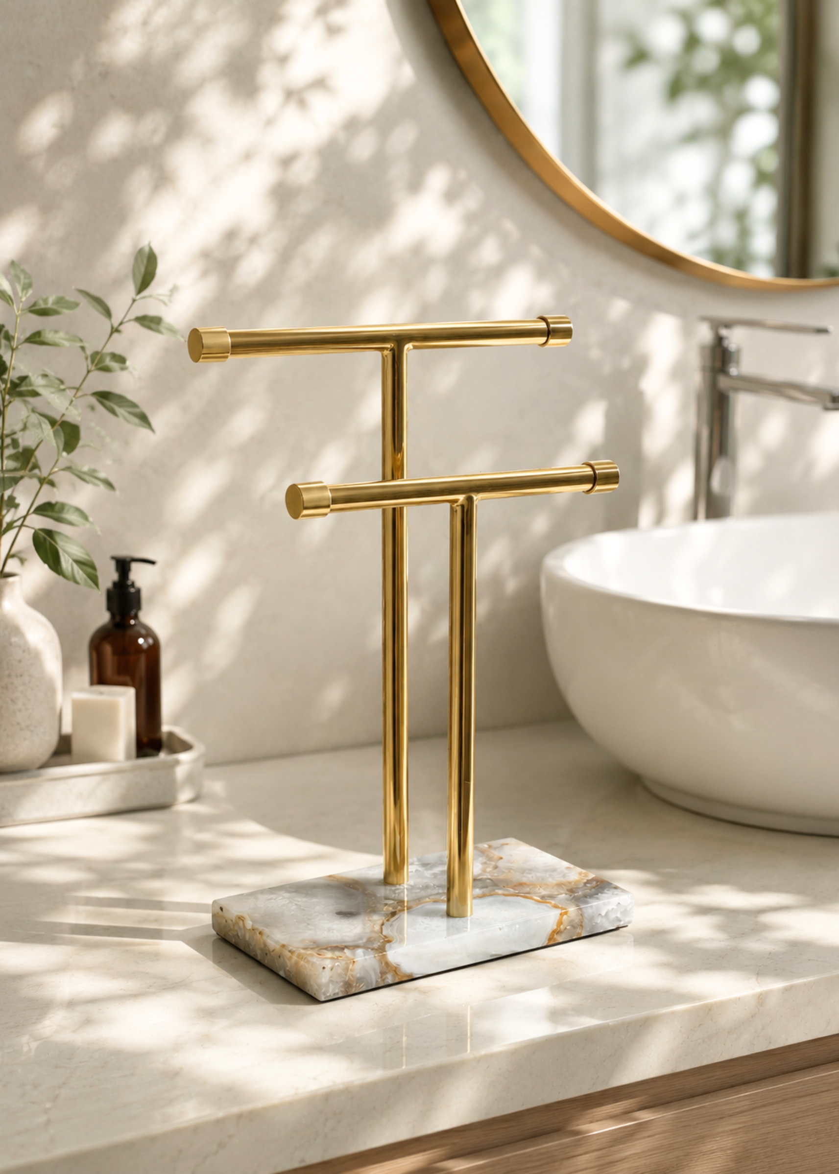 Regal Agate Hand Towel Stand - White