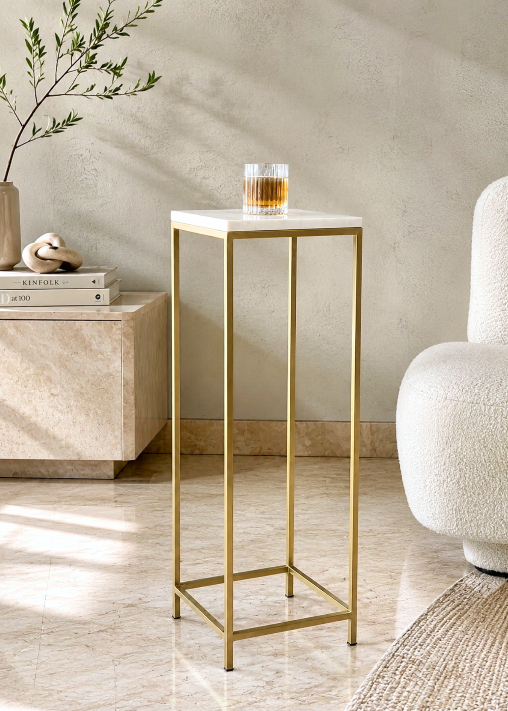 Rhodes Marble Drink Table - Large