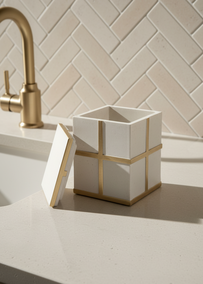 Axia Bathroom Jar - Ivory