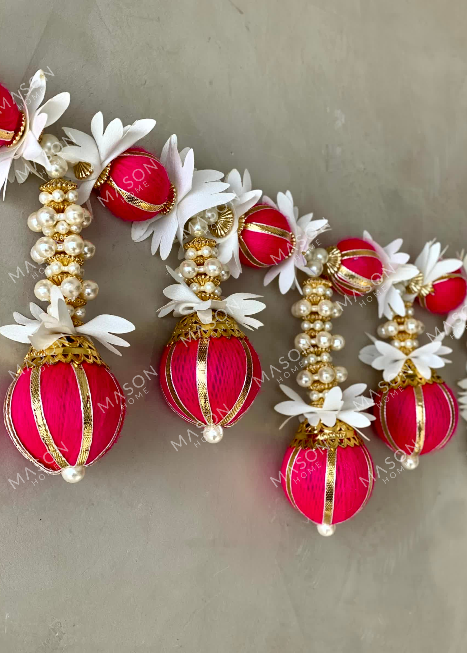 Festive Ganpati Floral Dark Pink Toran