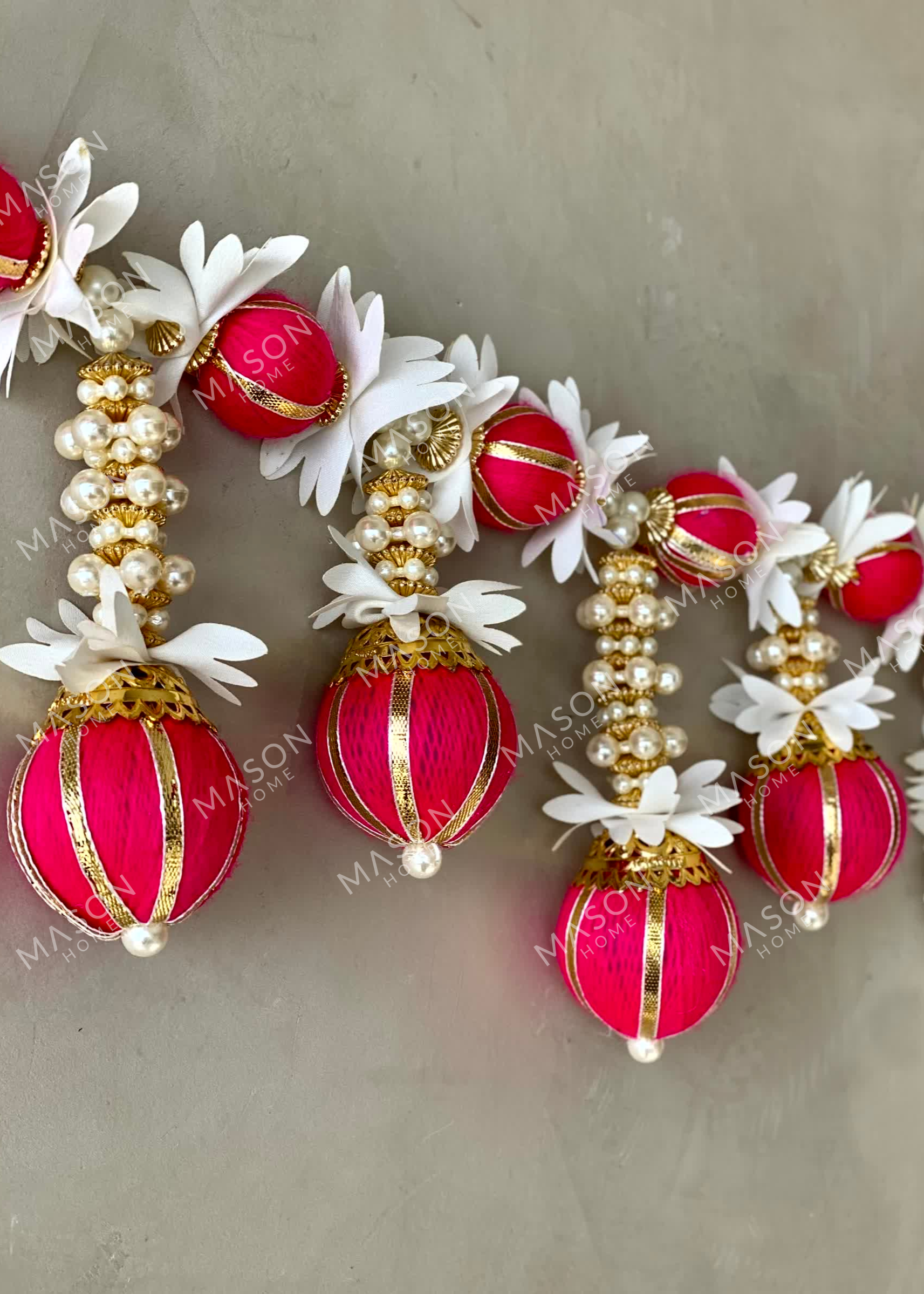 Festive Ganpati Floral Dark Pink Toran