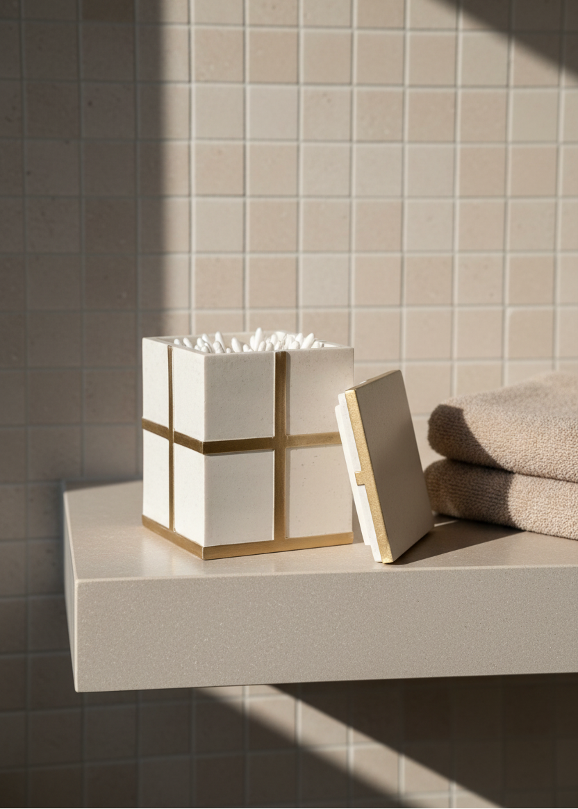 Axia Bathroom Jar - Ivory