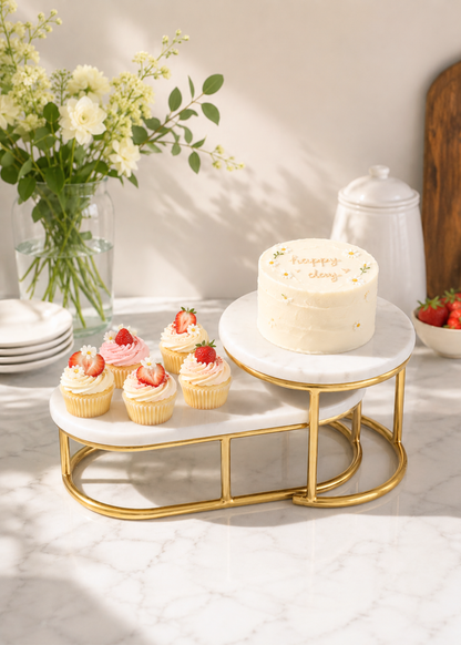 Soho Oval Marble Cake Stand – Set of 2