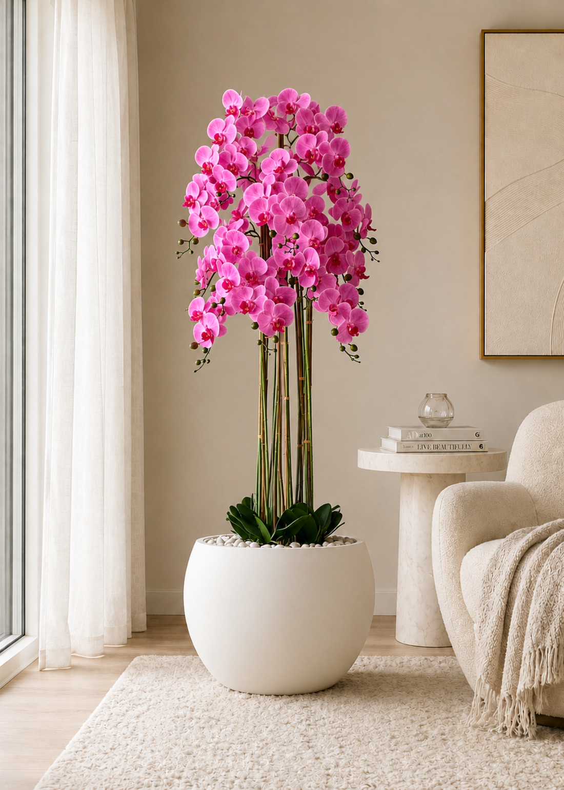 Artificial Pink Orchid Bloom Plant - 5 Feet