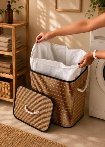 Baskora Laundry  Basket - White &amp; Brown