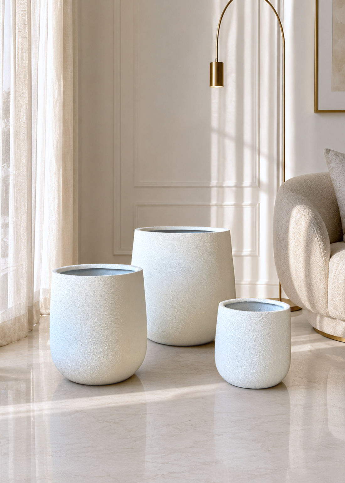 Noa Round Planters - White