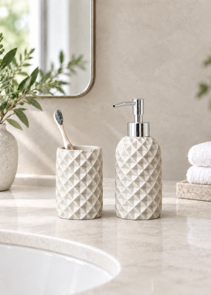Diamond Weave Bath Set - Beige (Set of 2)