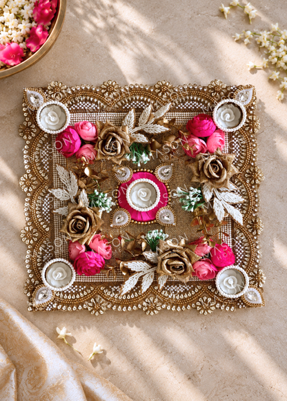 Festive Rose Grace I Artificial Rangoli