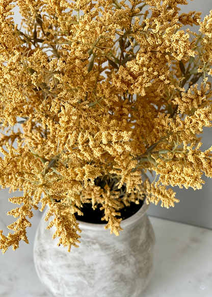 Artificial Heather Bush with Ceramic Vase - 1.3 Feet