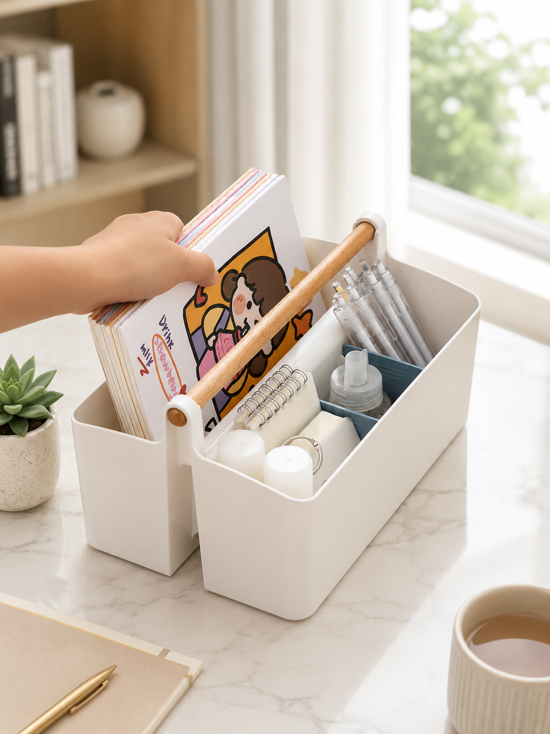 Storage Caddy with Adjustable Dividers - Blue