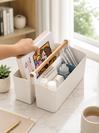 Storage Caddy with Adjustable Dividers - Blue