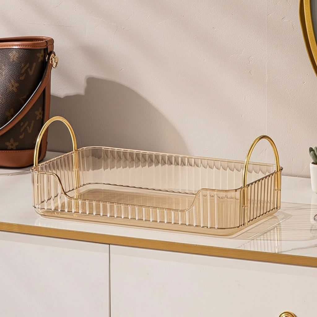 Countertop Cosmetics Storage Tray - Amber