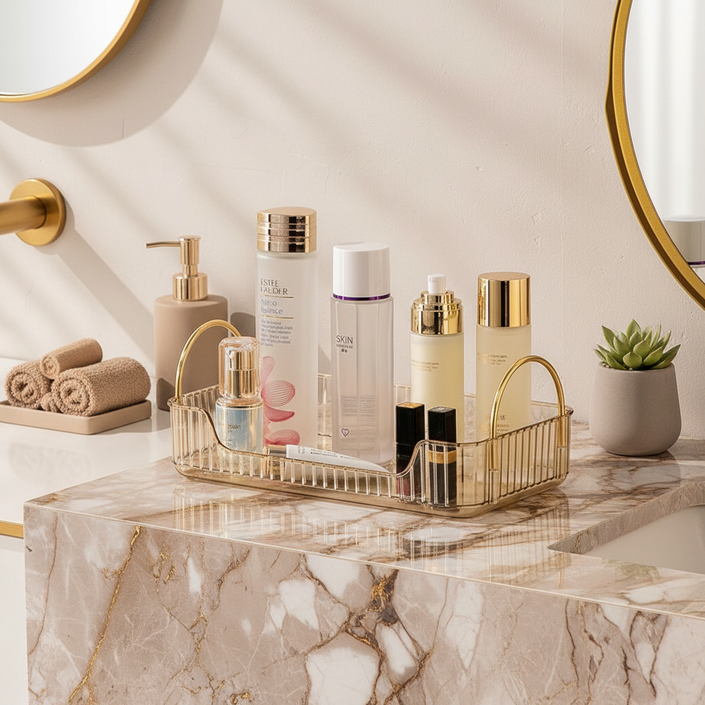 Countertop Cosmetics Storage Tray - Amber