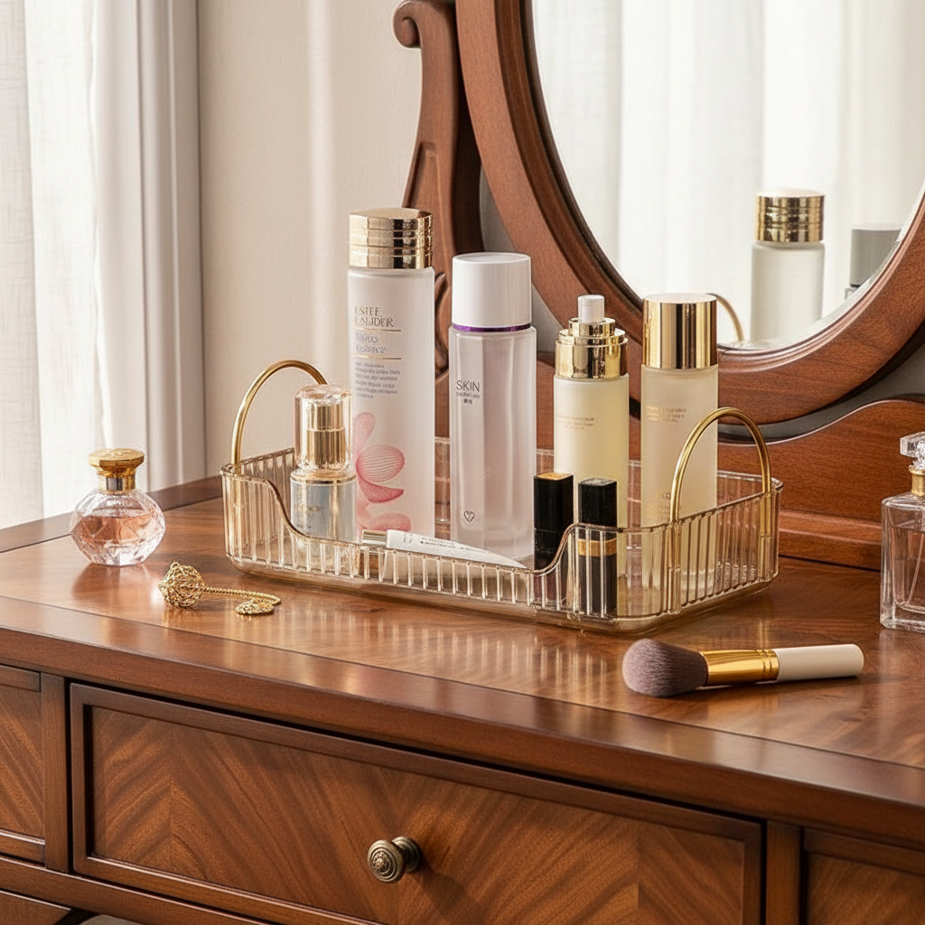 Countertop Cosmetics Storage Tray - Amber