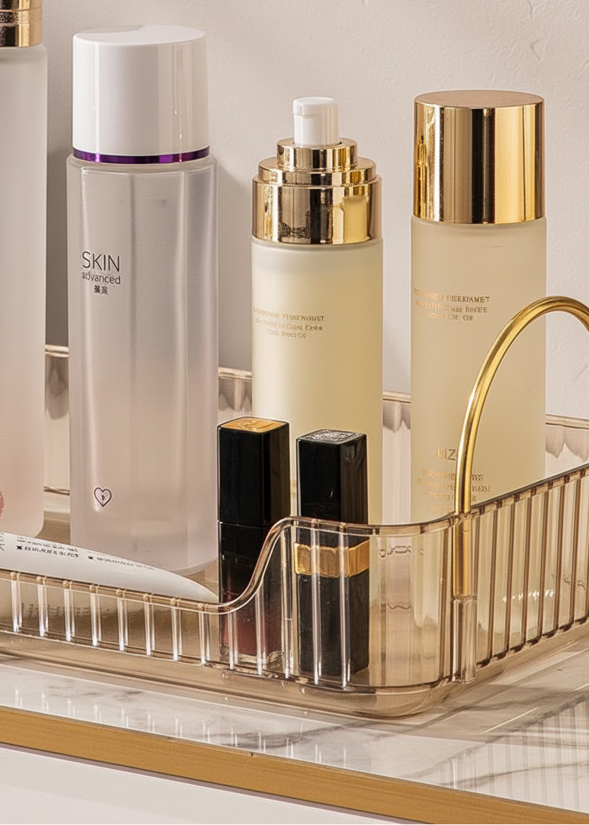 Countertop Cosmetics Storage Tray - Amber