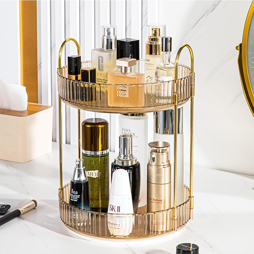 Two Tier Rotating Makeup Organiser - Amber