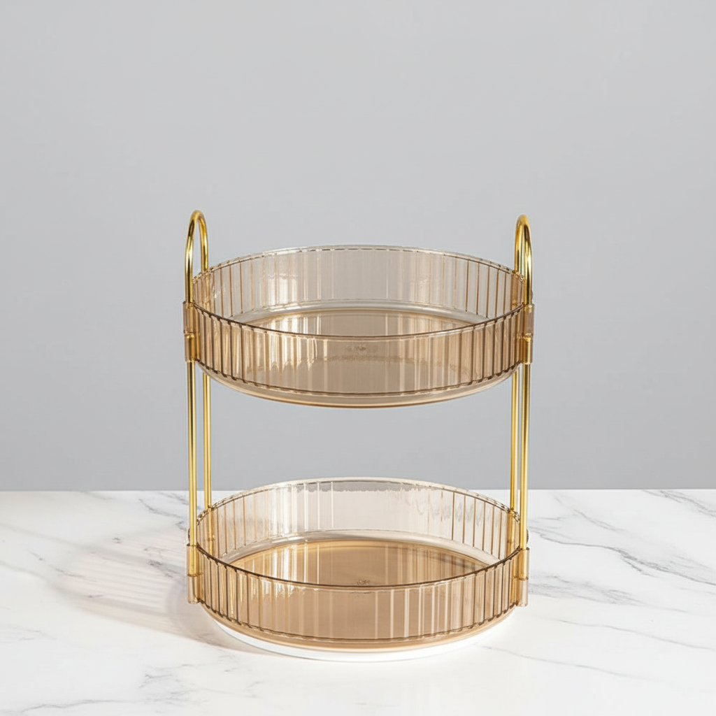 Two Tier Rotating Makeup Organiser - Amber