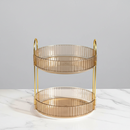 Two Tier Rotating Makeup Organiser - Amber