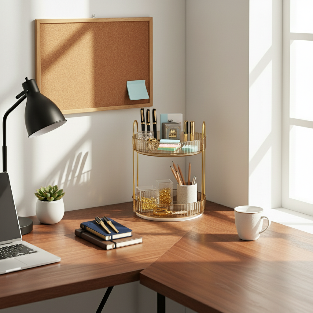 Two Tier Rotating Makeup Organiser - Amber