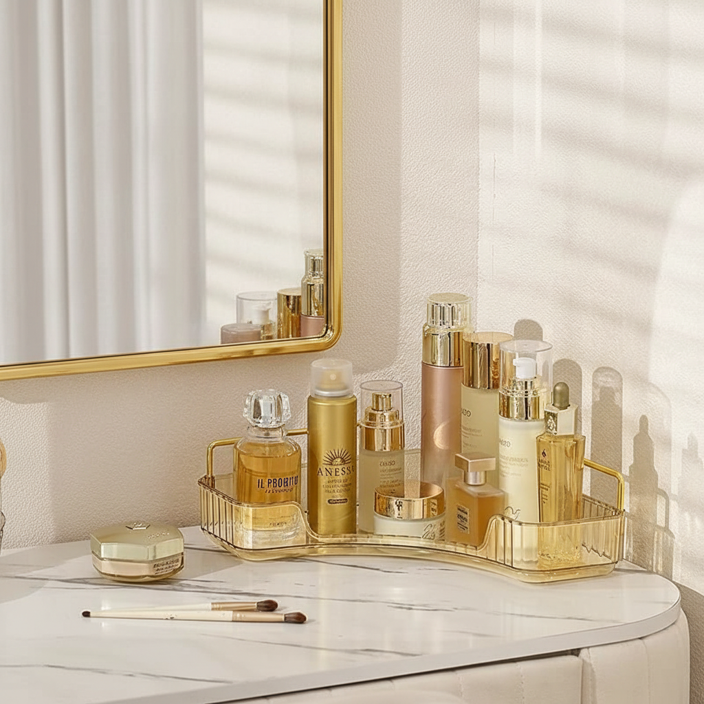 Corner Cosmetic Storage Rack - Amber