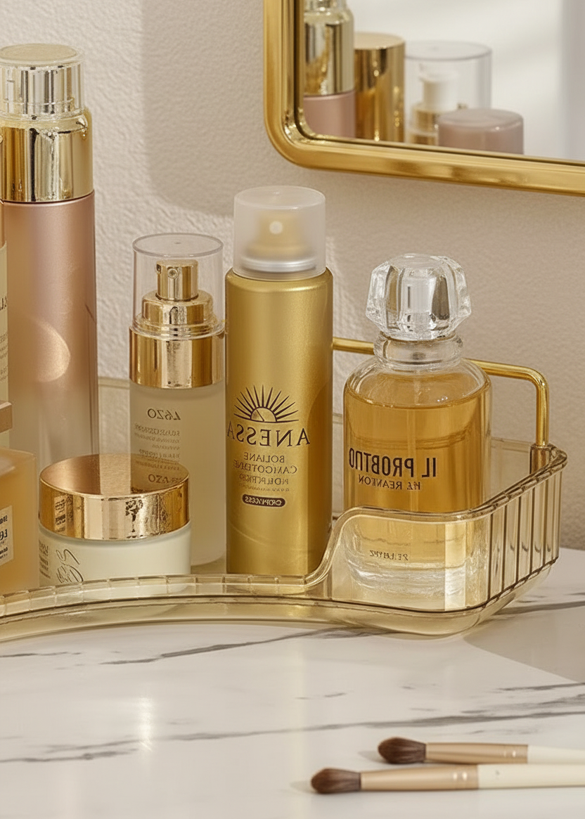 Corner Cosmetic Storage Rack - Amber