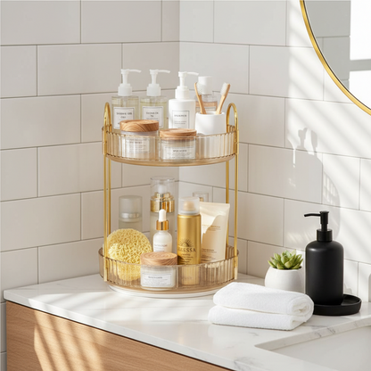 Two Tier Rotating Makeup Organiser - Amber