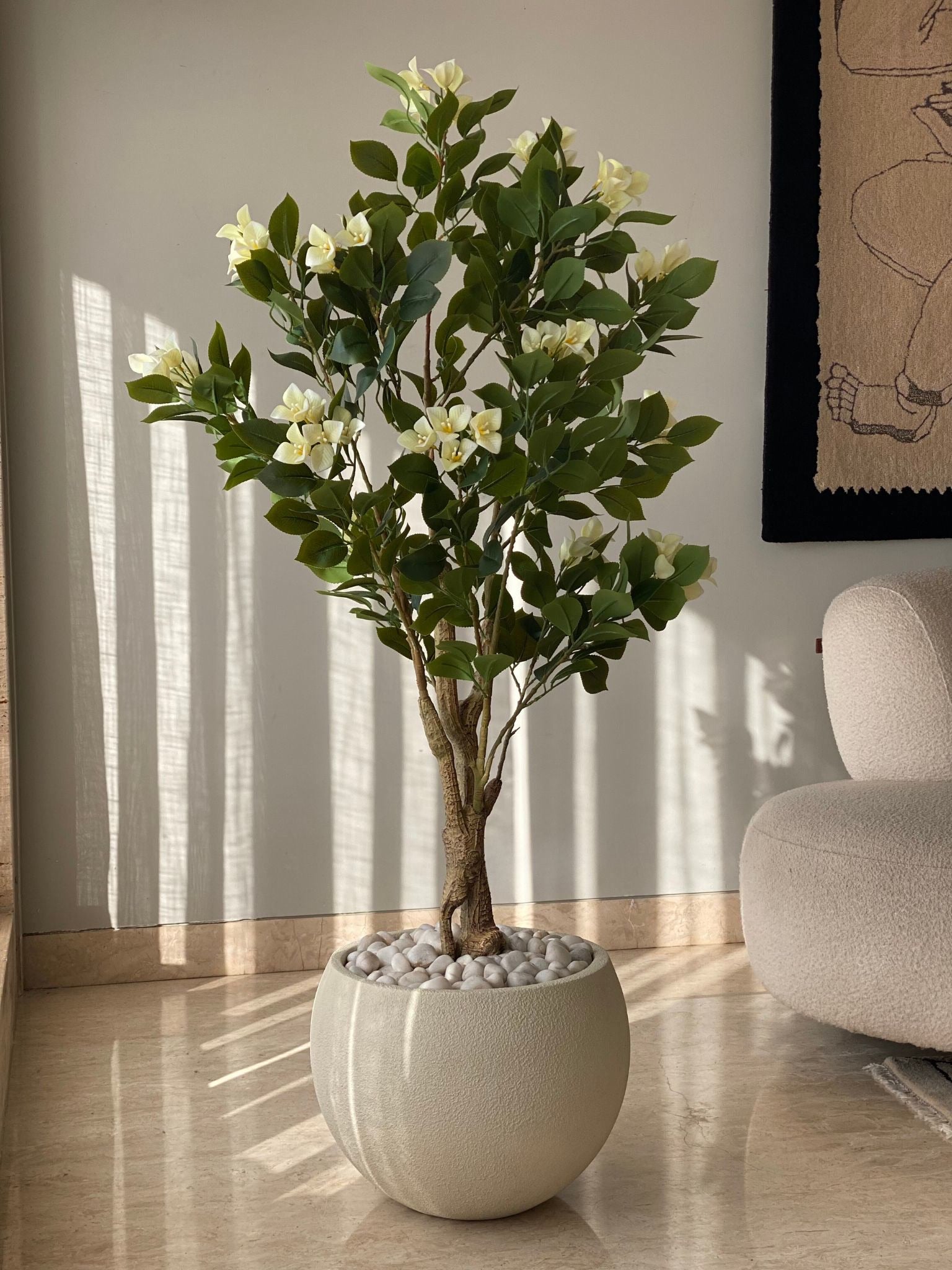 Artificial White Bloom Bougainvillea Plant - 4.5 Feet