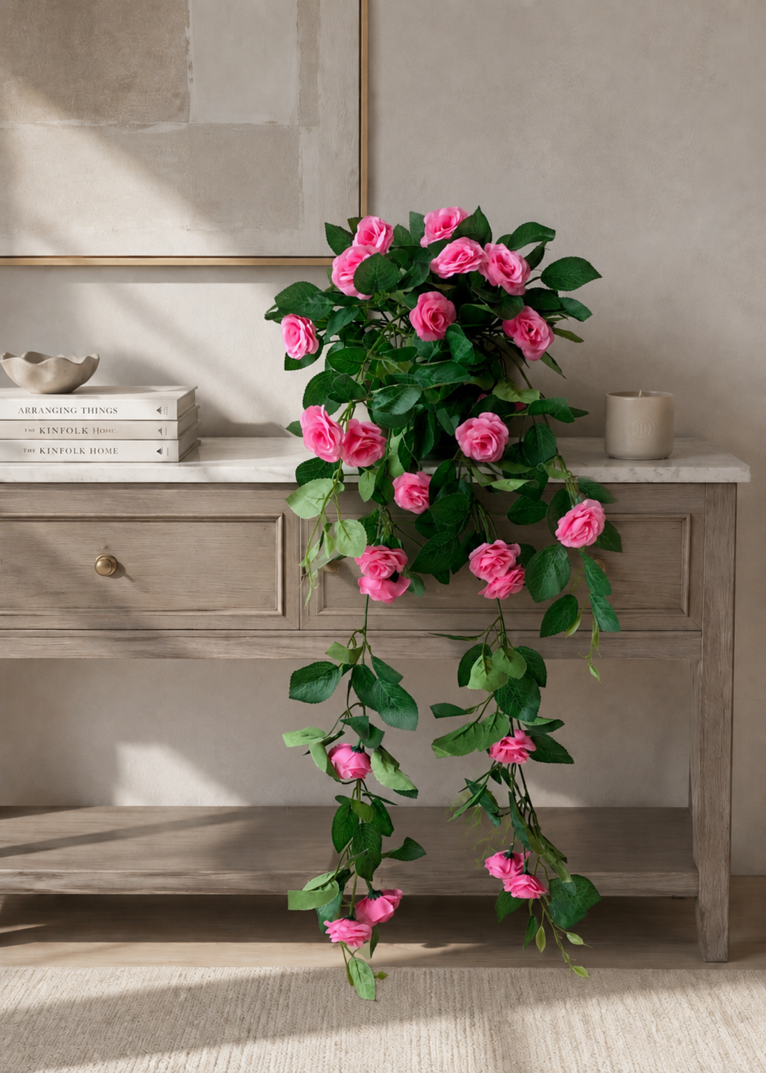 Artificial Trailing Rose Vine Plant - Pink