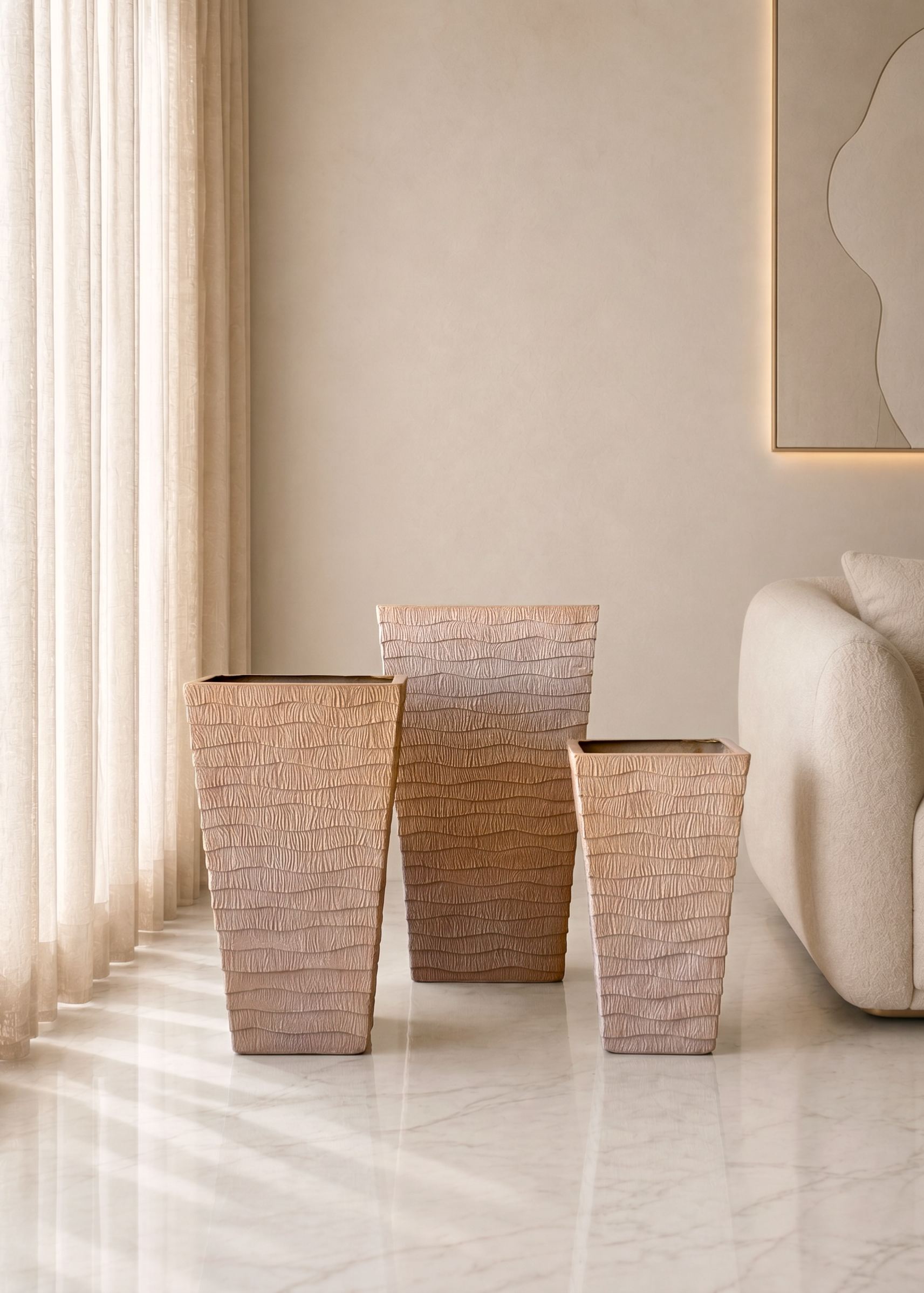 Carved Planters - Terracota Beige