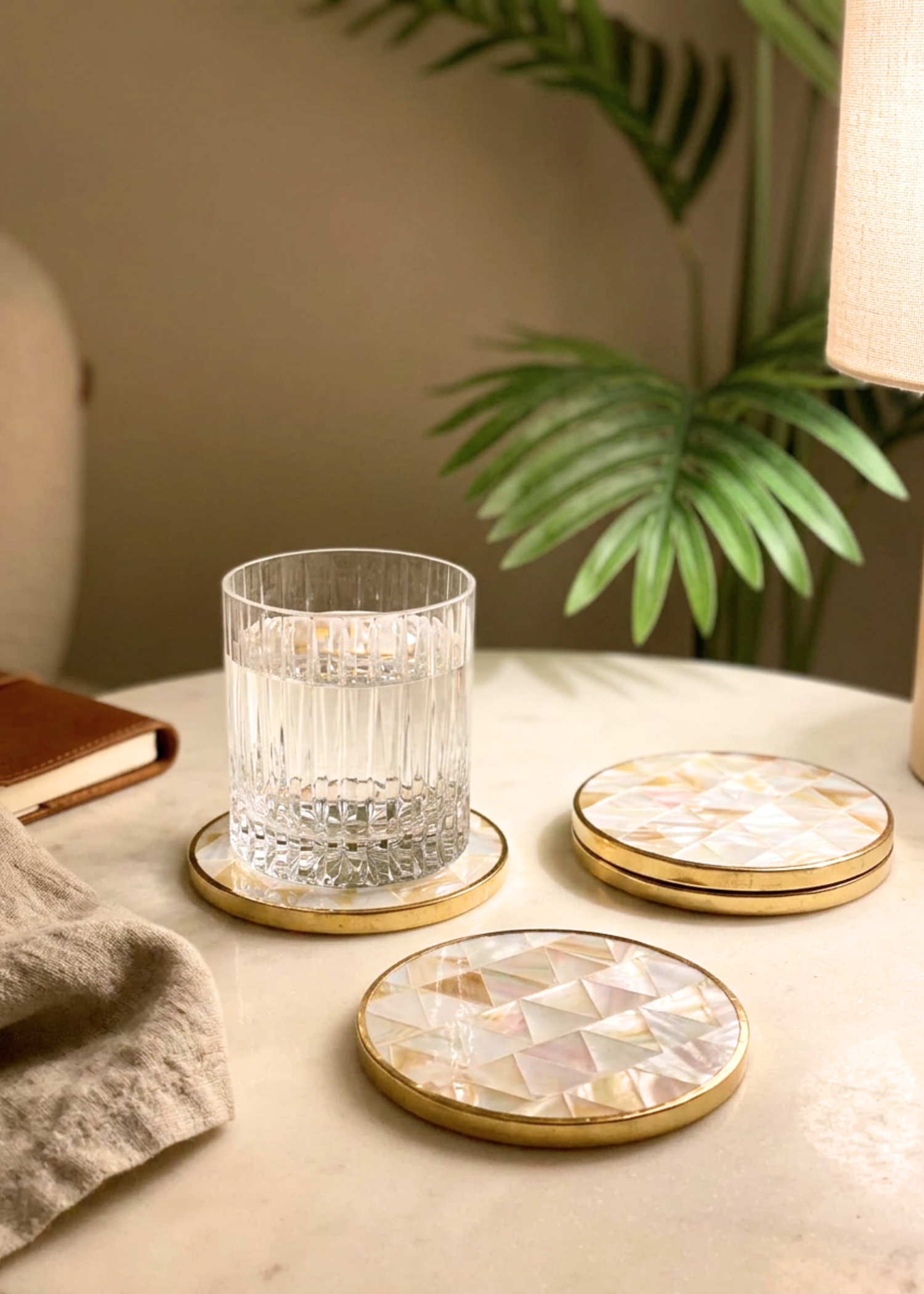 Mother of Pearl Round Coasters - Set of 4