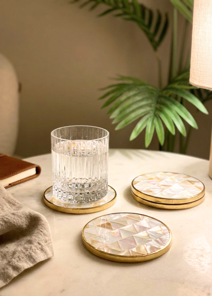 Mother of Pearl Round Coasters - Set of 4