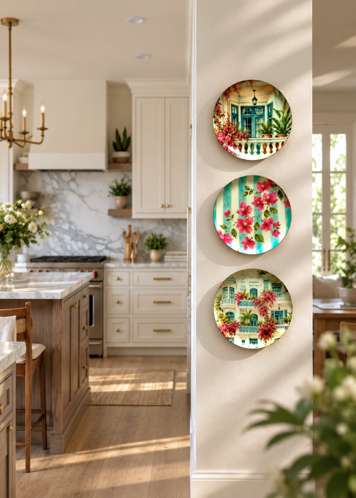 Bombay Bougainvillea Round Wall Plates (Set of 3)