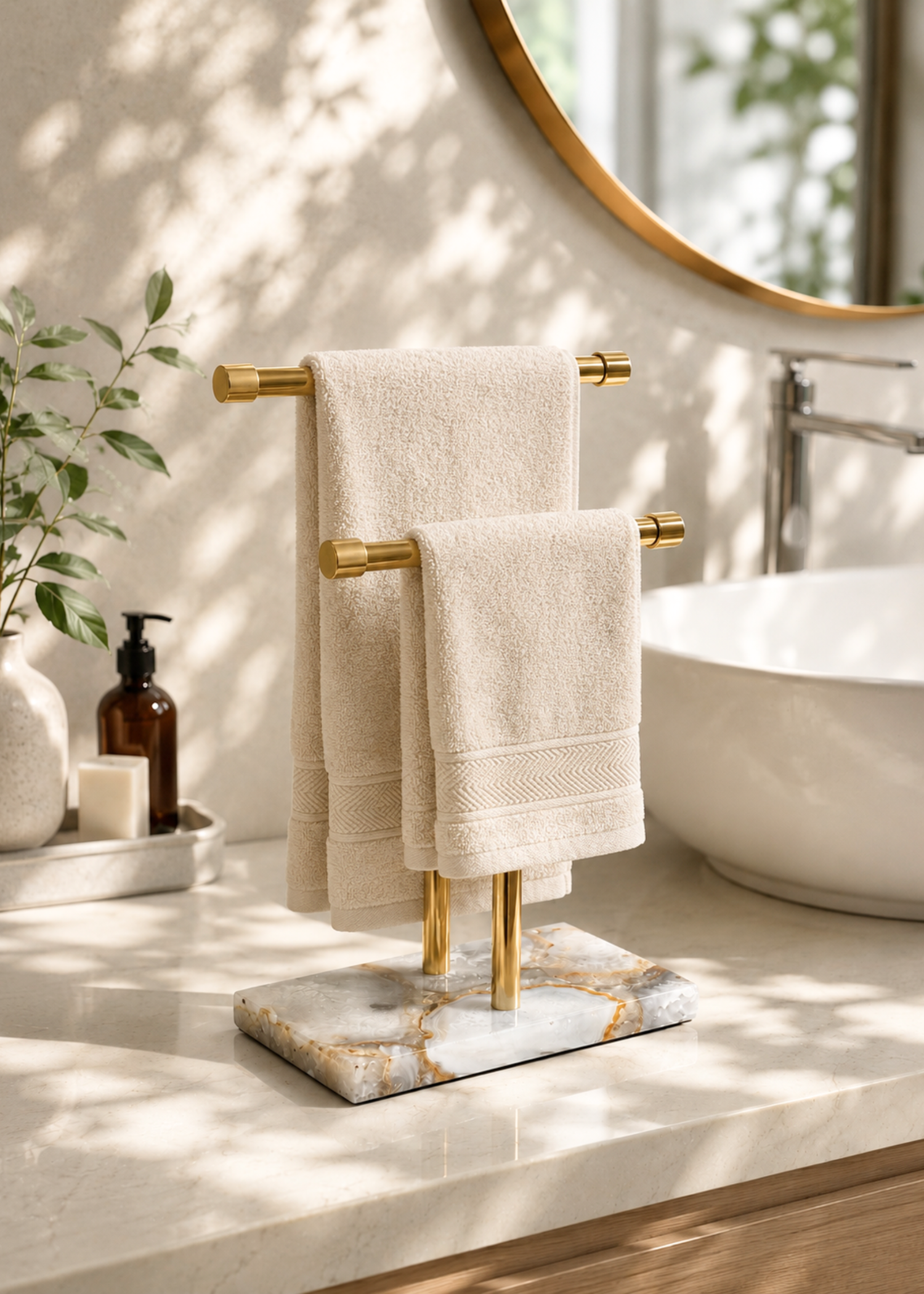 Regal Agate Hand Towel Stand - White