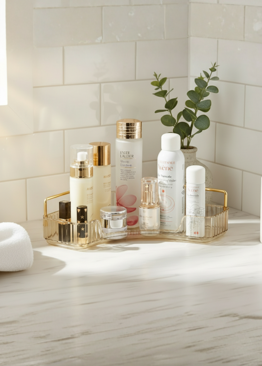 Corner Cosmetic Storage Rack - Amber