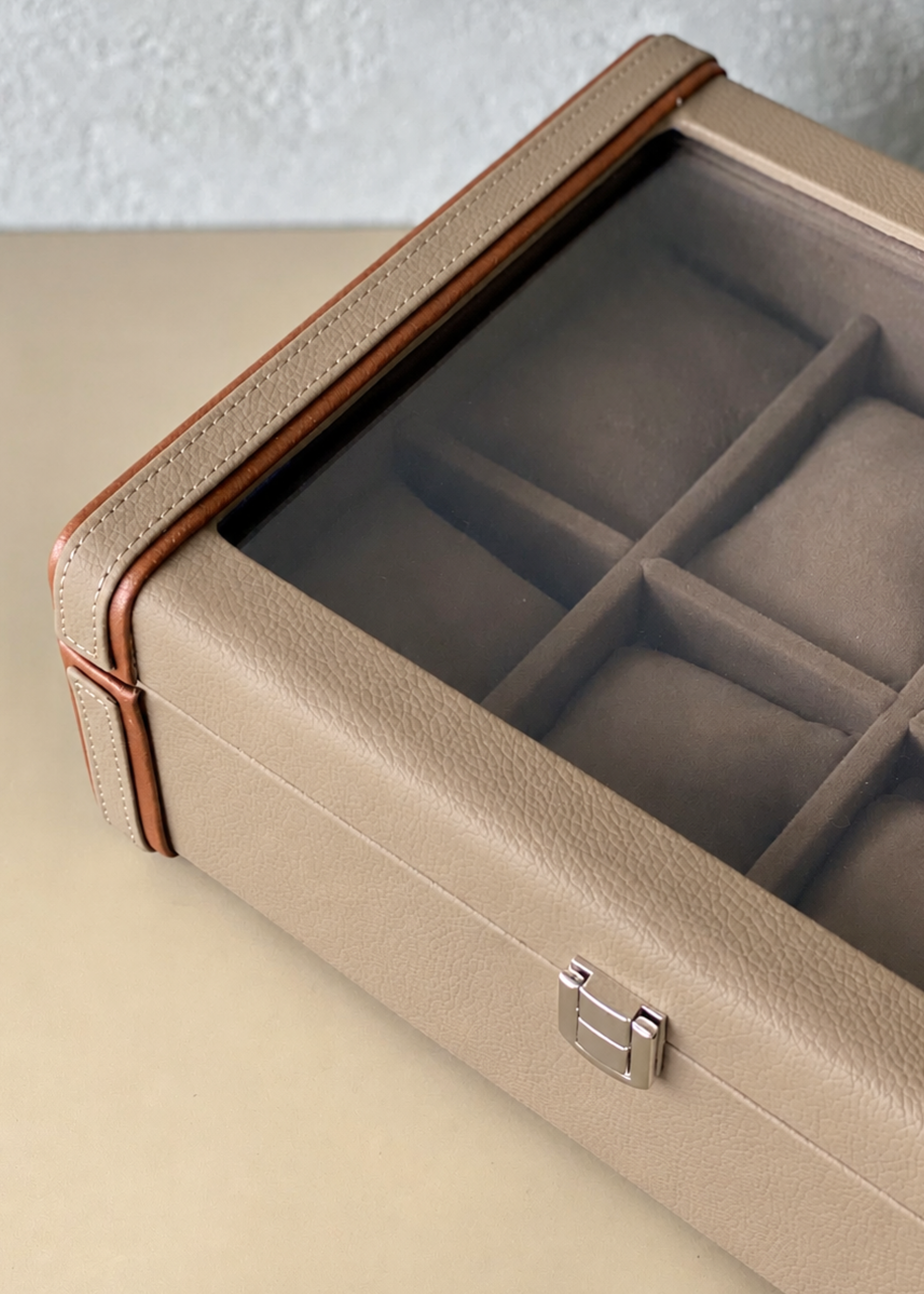 Naples Taupe Watch Box - 4 Slots