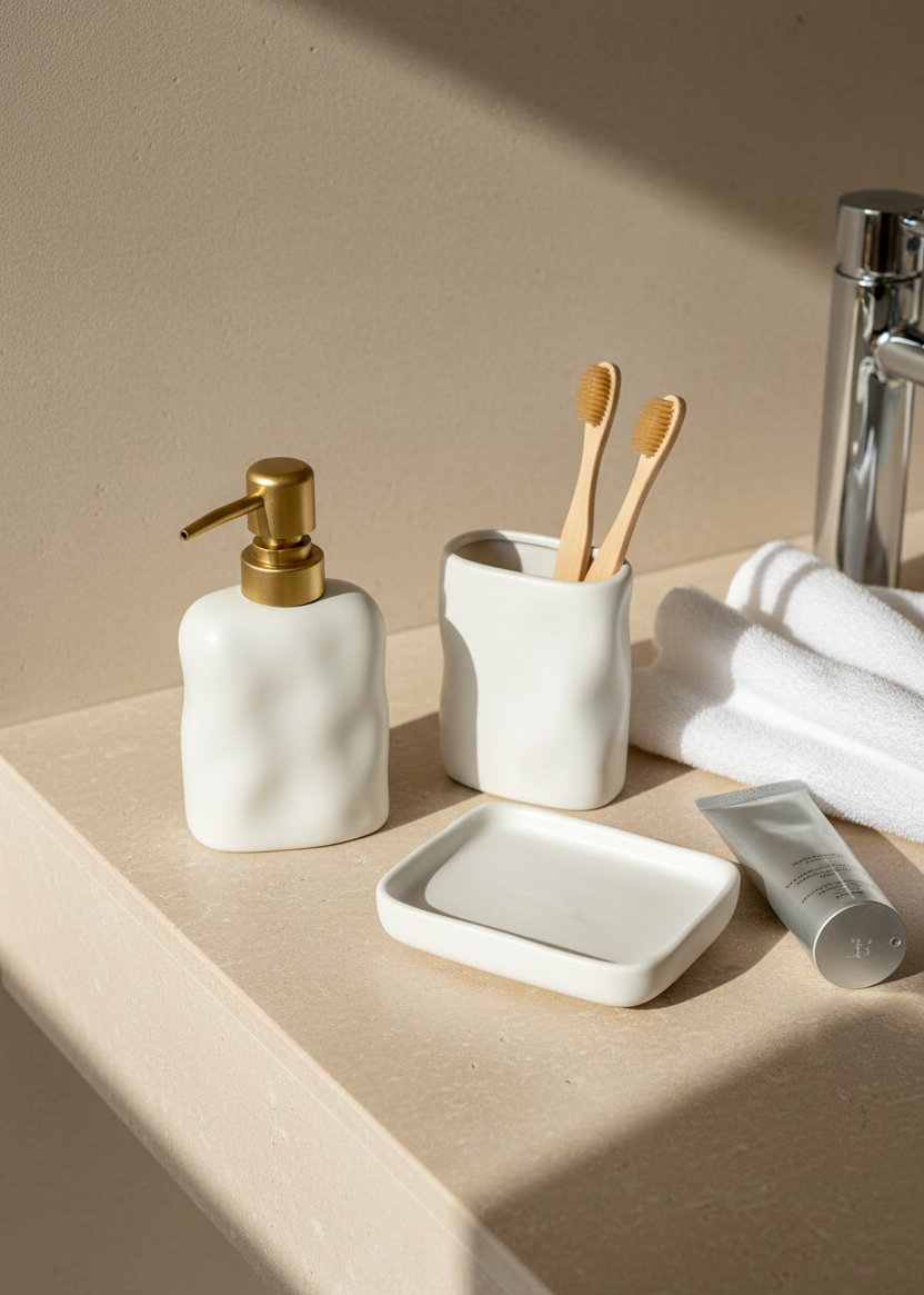 Lucent Bathroom Set - White (Set of 3)