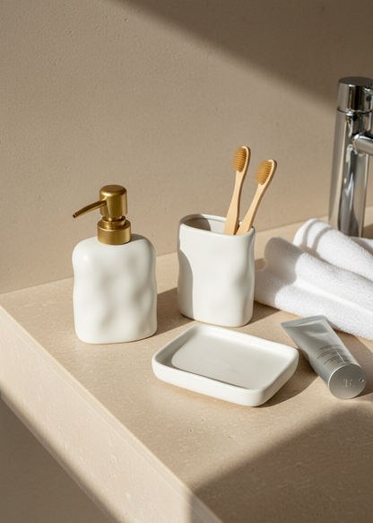 Lucent Bathroom Set - White (Set of 3)
