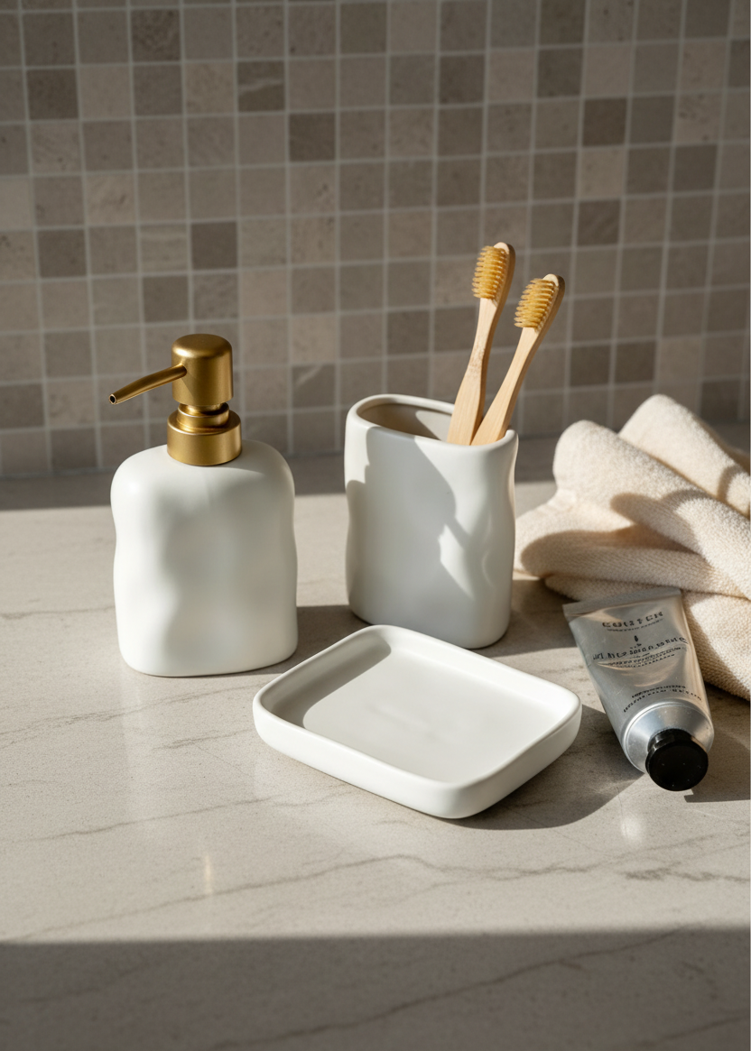 Lucent Bathroom Set - White (Set of 3)