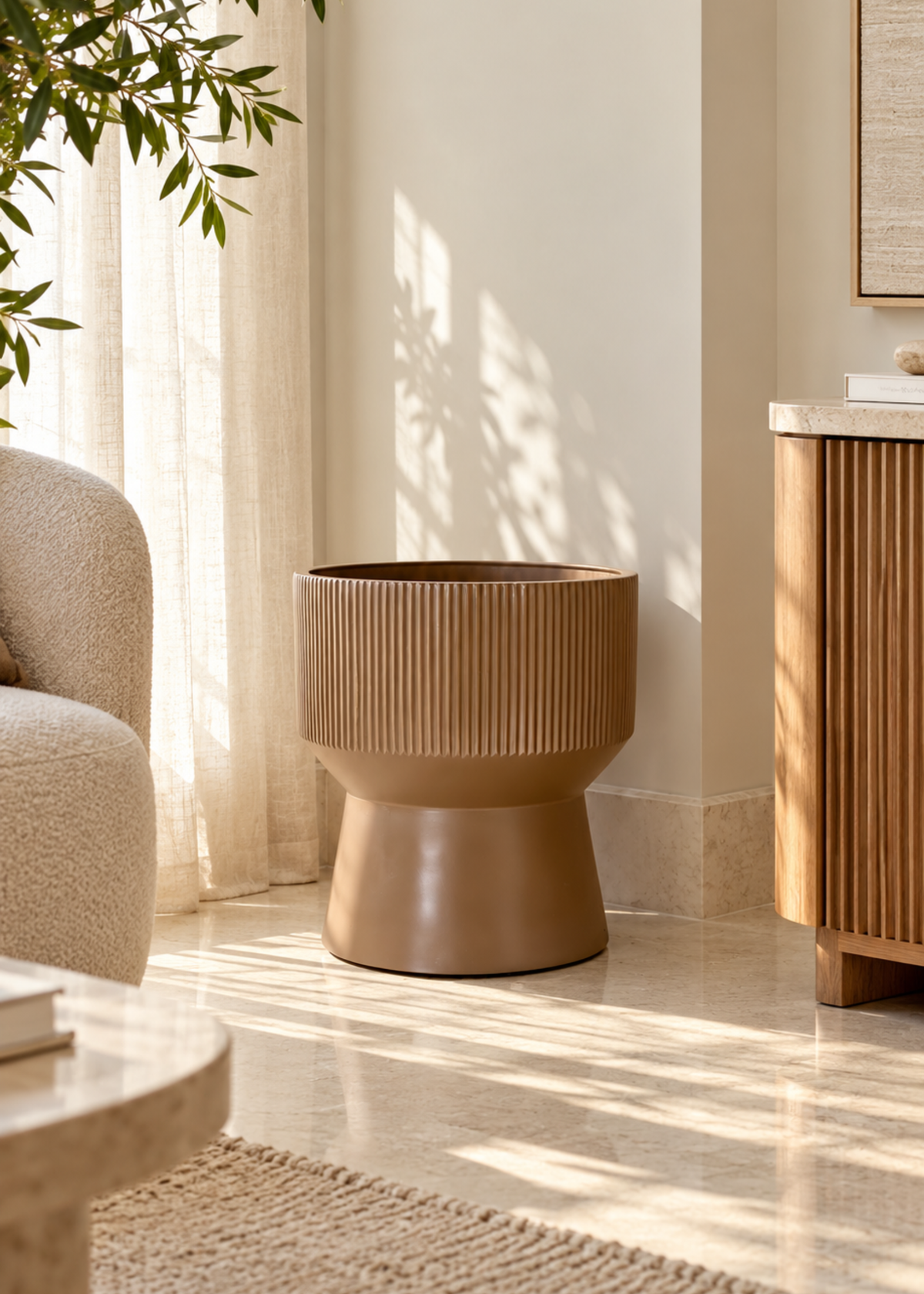 Sora Ripple Planters - Mud Brown
