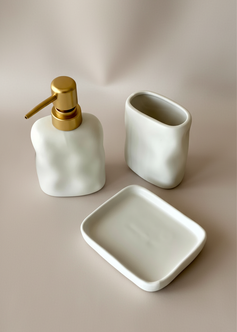 Lucent Bathroom Set - White (Set of 3)