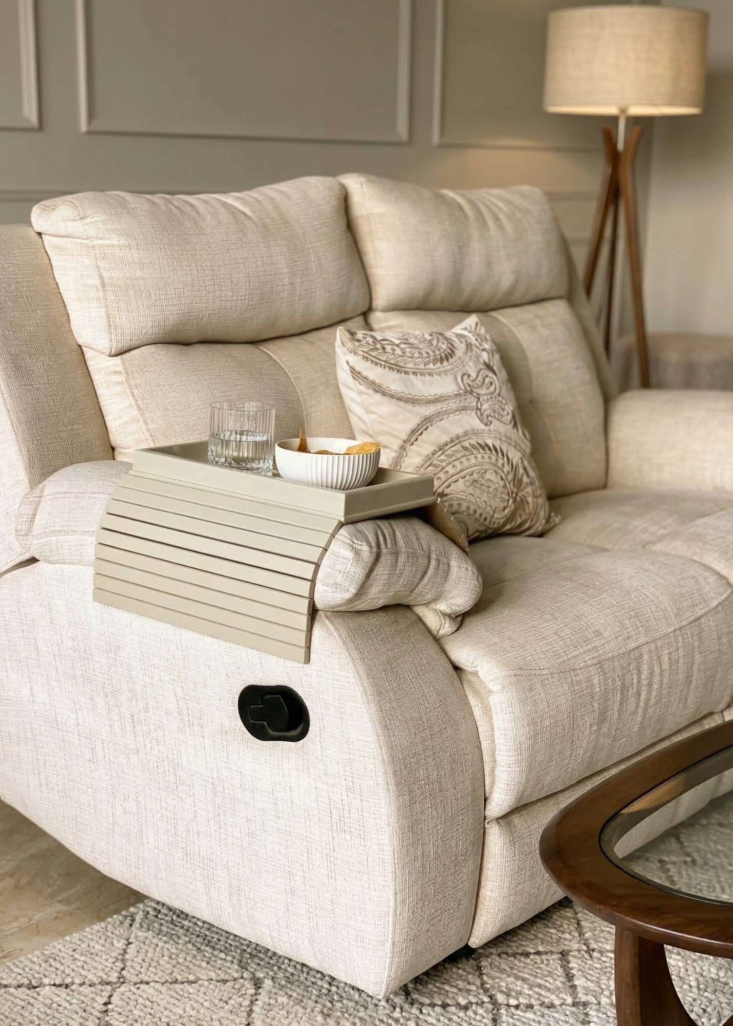 Sofa Armrest Tray - Beige