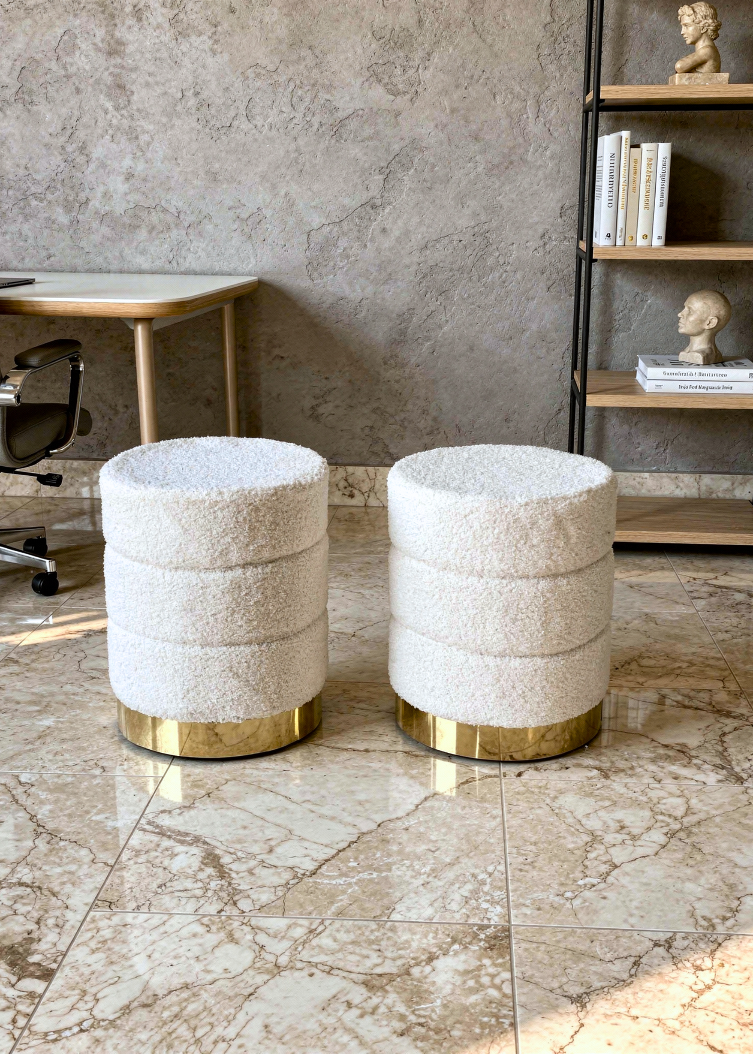 Cloud Boucle Storage Pouffe Set - Ivory
