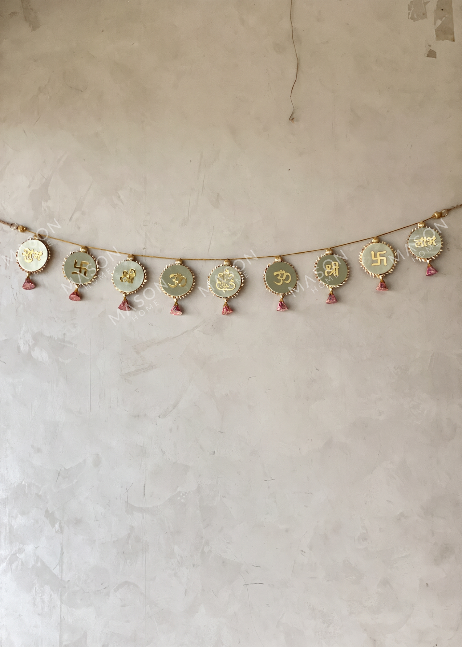 Festive Shubh Rang Reversible Toran - Green &amp; Pink