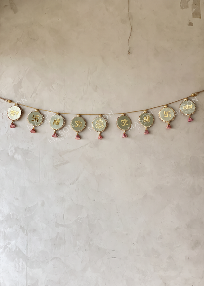 Festive Shubh Rang Reversible Toran - Green &amp; Pink