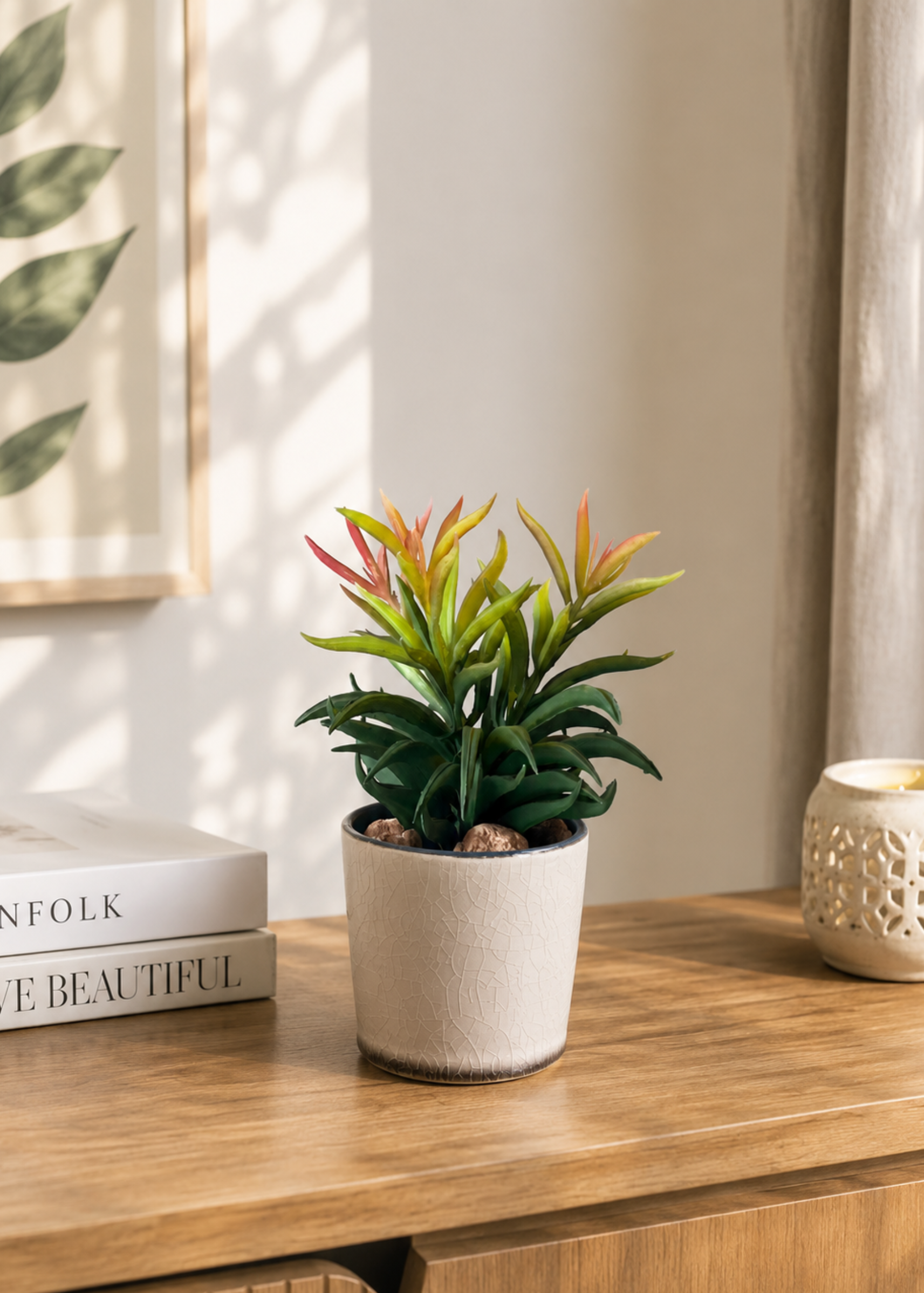 Artificial Bromeliad Tabletop Plant