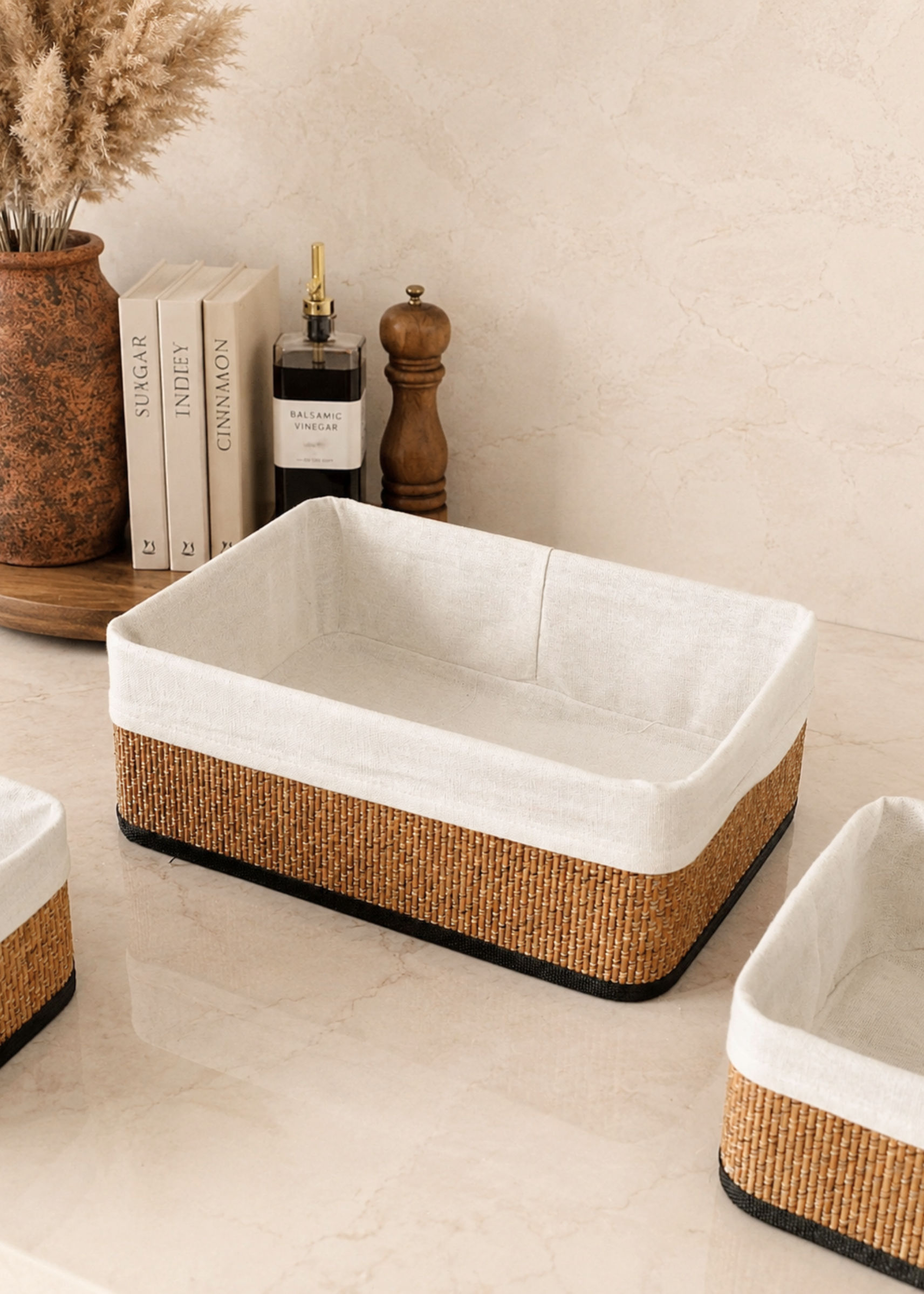 Kairo Baskets - White &amp; Brown (Set of 3)