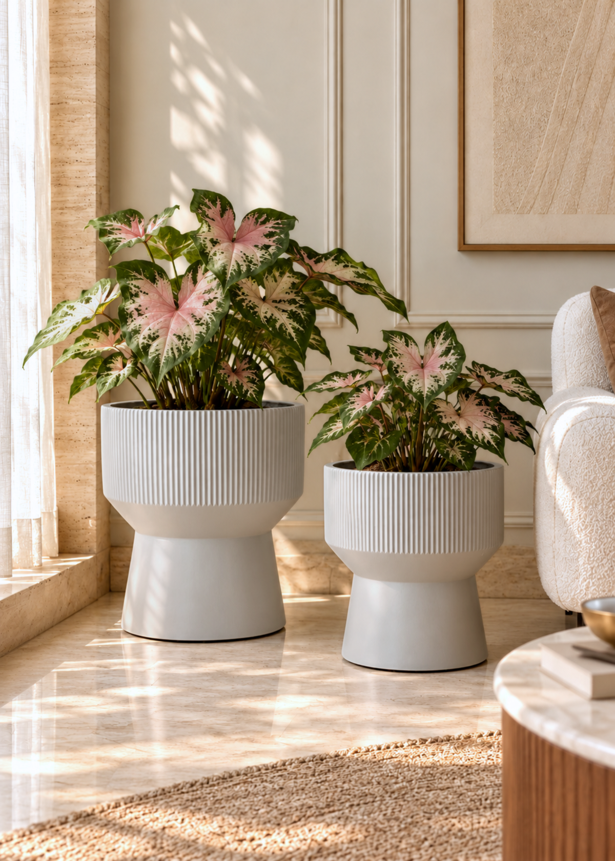 Sora Ripple Planters - Light Grey