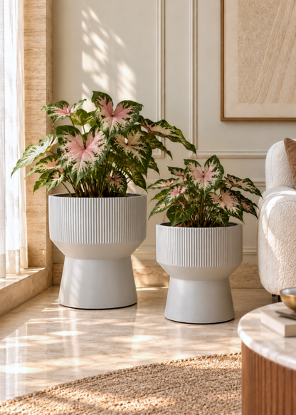 Sora Ripple Planters - Light Grey